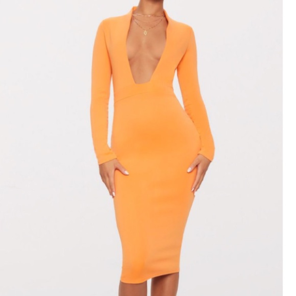 Orange midi dress